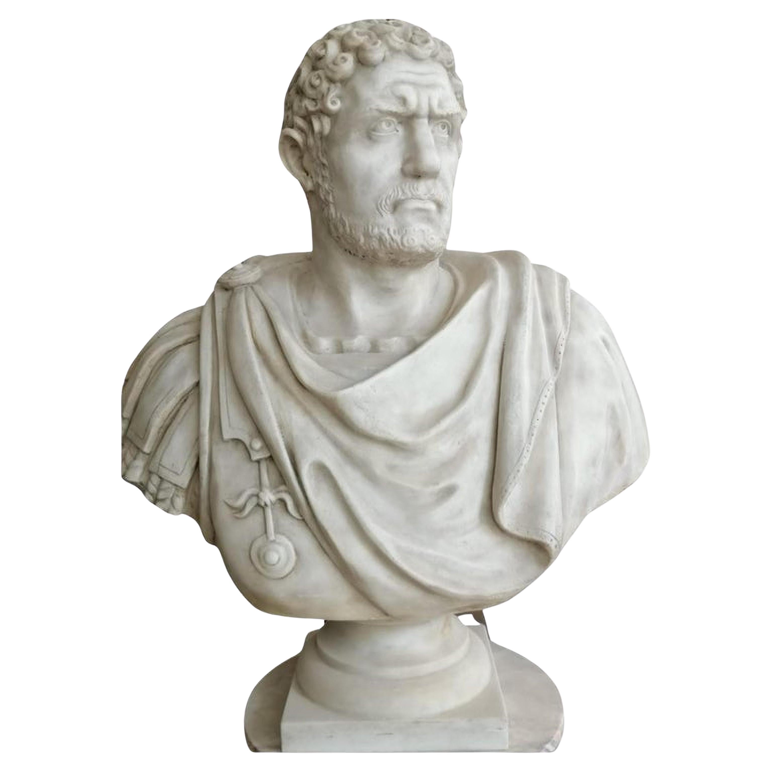 Marcus Aurelius Antoninus Caracalla Carrara Marble Sculpture Began, 20th Century For Sale