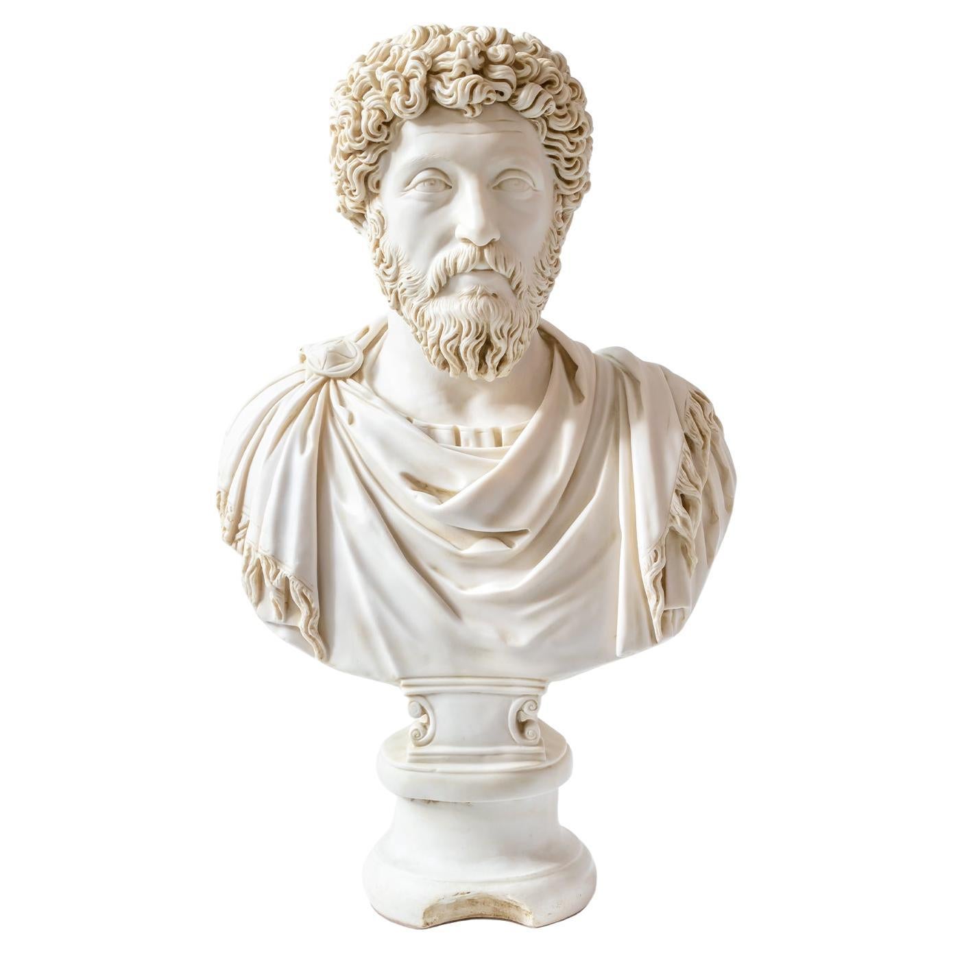 Marcus Bust Statue Made with Compressed Marble Powder 'Ephesus Museum'