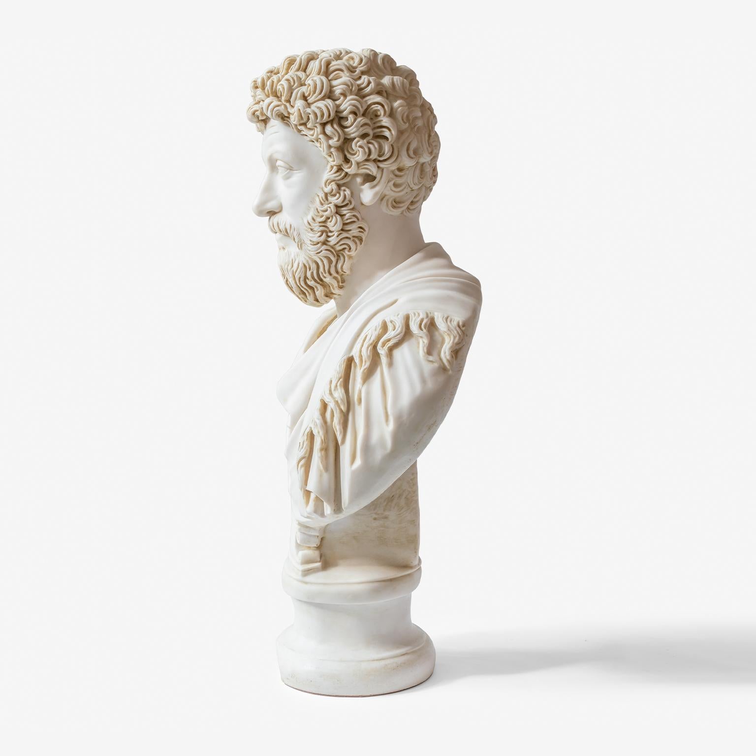 Classical Greek Marcus Bust Statue Made with Compressed Marble Powder 'Ephesus Museum'