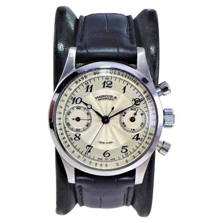 Marcus by Gallet and Co. Stainless Steel Chronograph Manual Winding circa 1930 For Sale