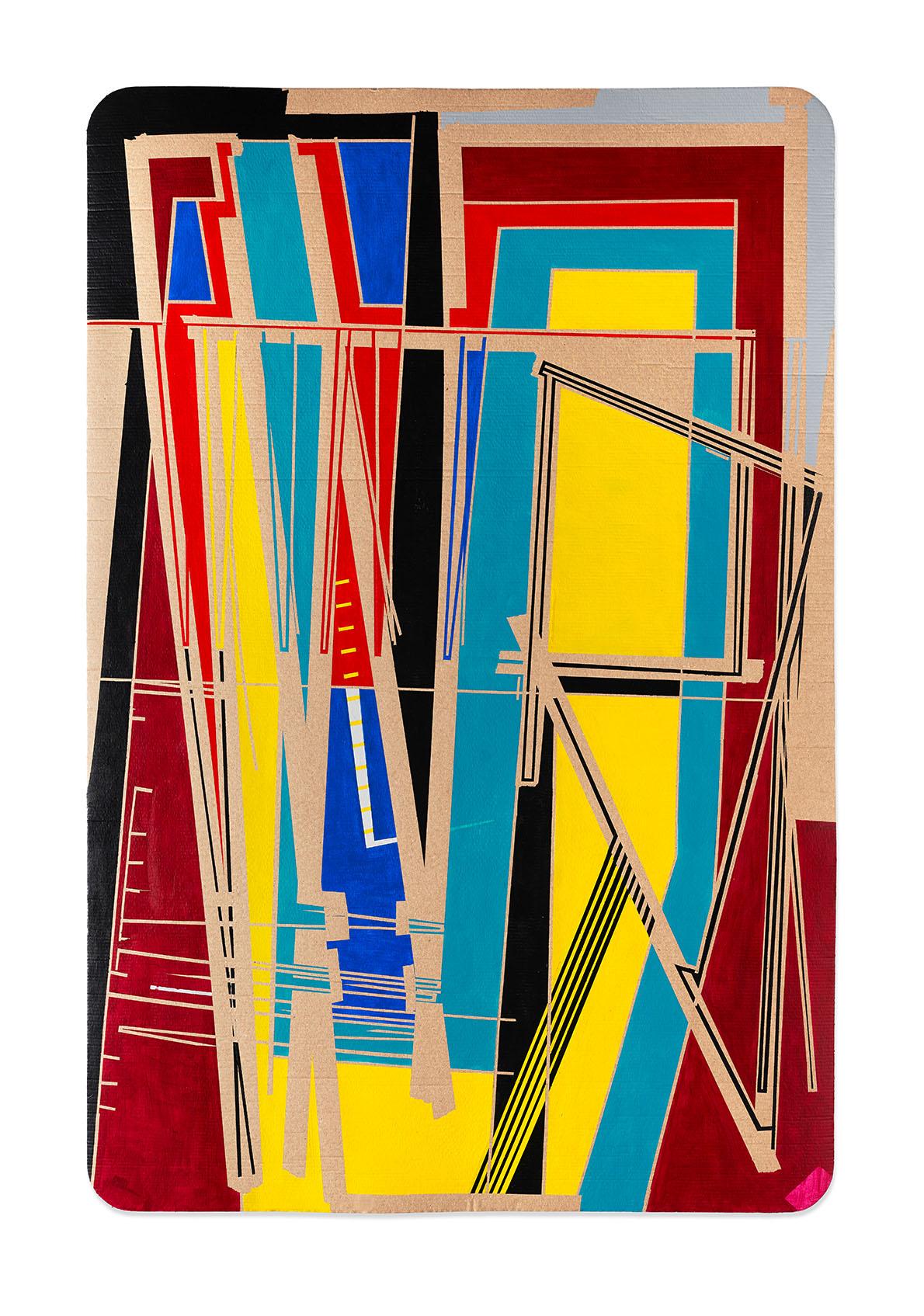 Marcus Centmayer - «002_1 Flood of Images » - œuvre acrylique abstraite sur carton