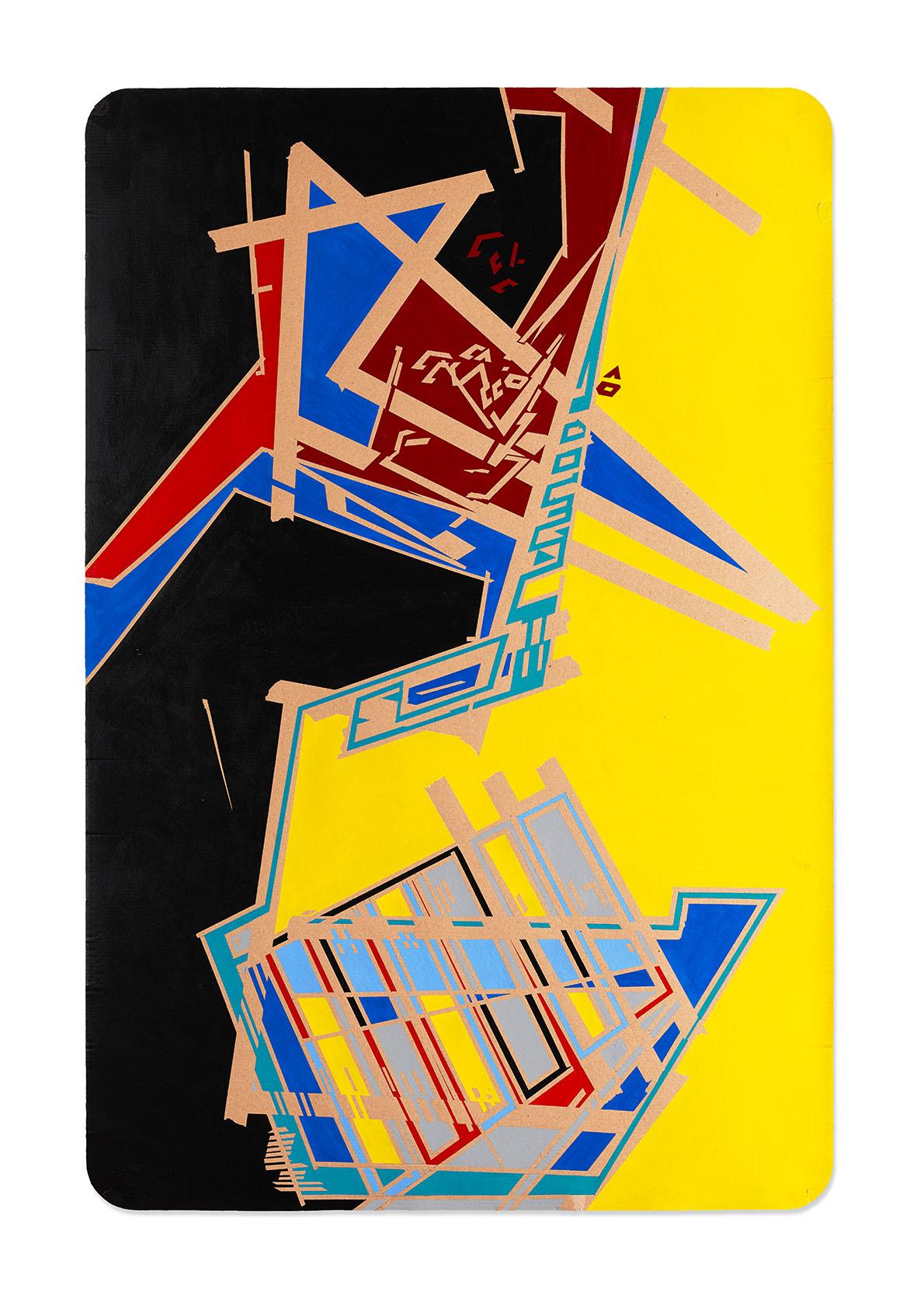 Marcus Centmayer - «014_1 Flood of Images » - œuvre acrylique abstraite sur carton