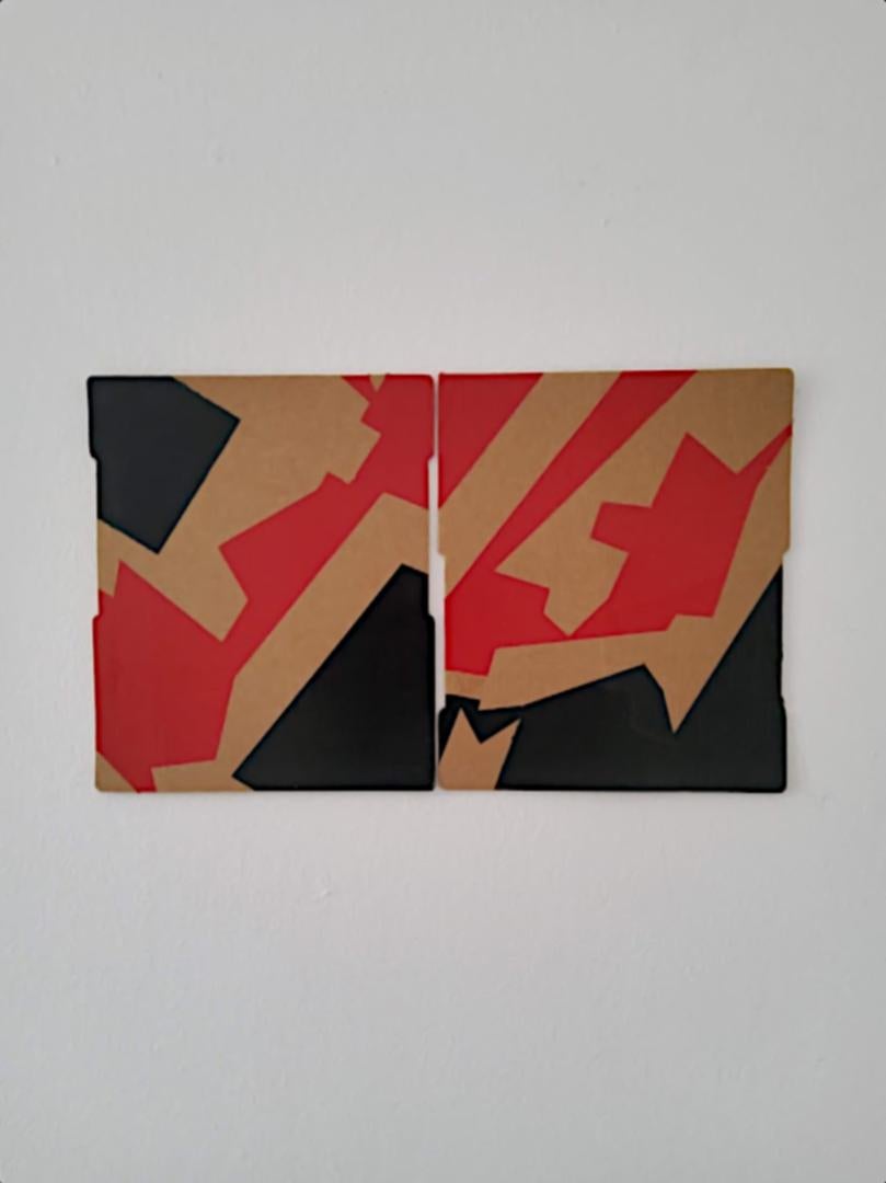 Marcus Centmayer - "Small Diptych".

Abstract acrylic works on corrugated cardboard from the series Rouge et Noir.
Concrete Art that develops its own artistic expression with materials from the art movements of Street Art and Ready Made.

About the