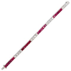 Marcus & Co. 15ct Burma Ruby & Old European Cut Diamond Bracelet