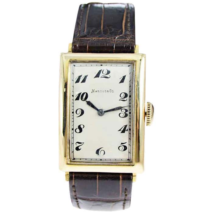 Marcus and Co. 18 Karat Yellow Gold Art Deco Tank Watch by I.W.C, circa ...