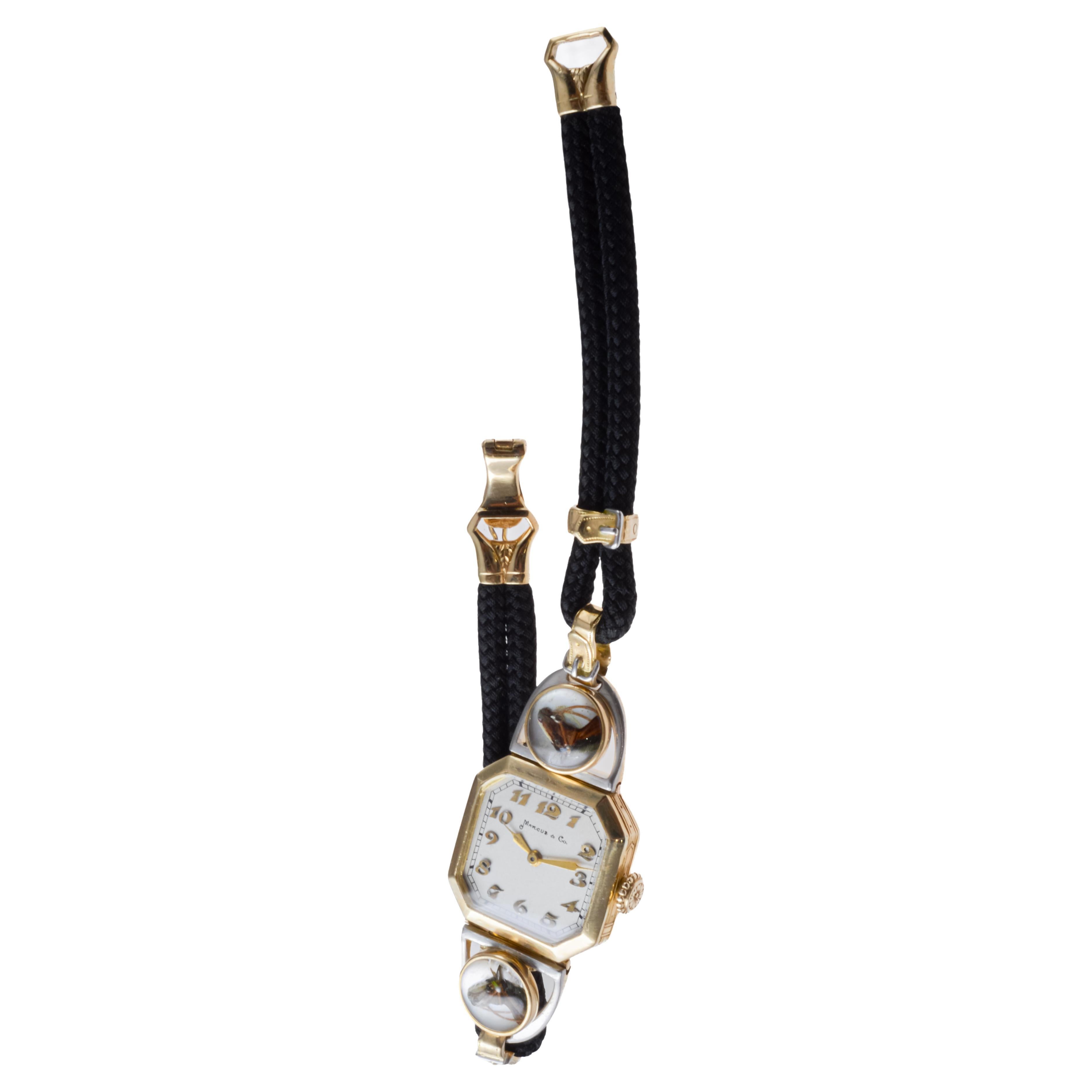 Marcus & Co. 18Kt Gold CUSTOM MADE Reitsportthema  Uhr ca. 1930er Jahre 3