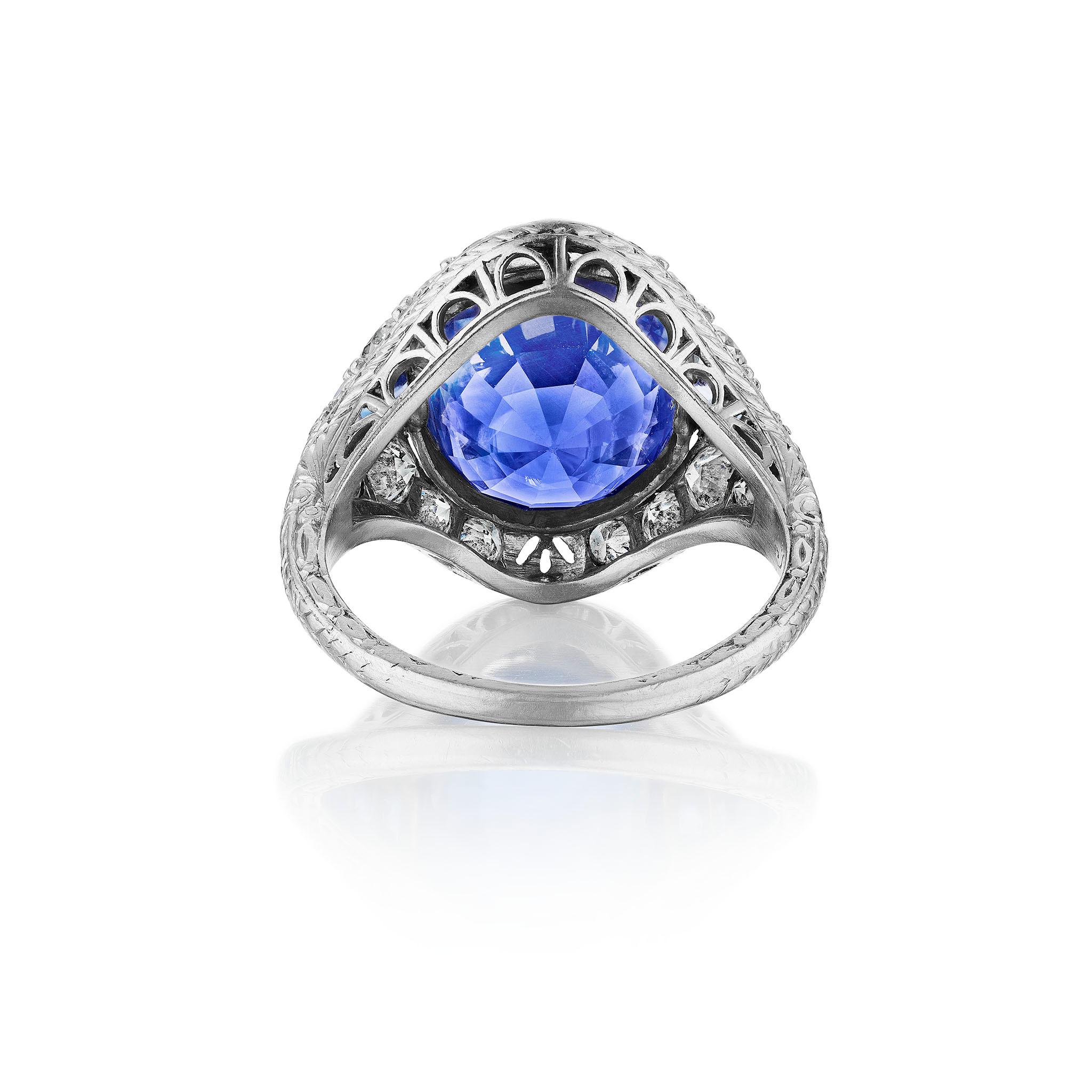 Marcus & Co. Anillo Art Déco AGL Zafiro de Ceilán Sin Calor en Excelente estado para la venta en New York, NY