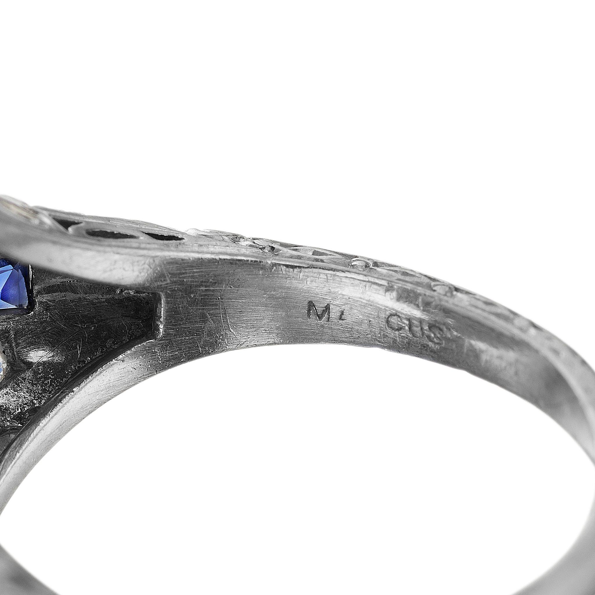 Femenino o masculino Marcus & Co. Anillo Art Déco AGL Zafiro de Ceilán Sin Calor en venta