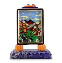 Marcus & Co. Horloge de bureau Art Déco en émail cloisonné