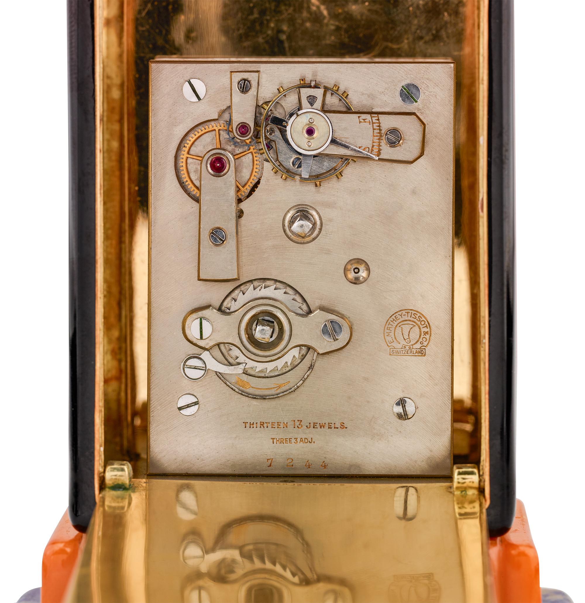 Marcus & Co. Art Deco Cloisonné Enamel Desk Clock Estadounidense en venta