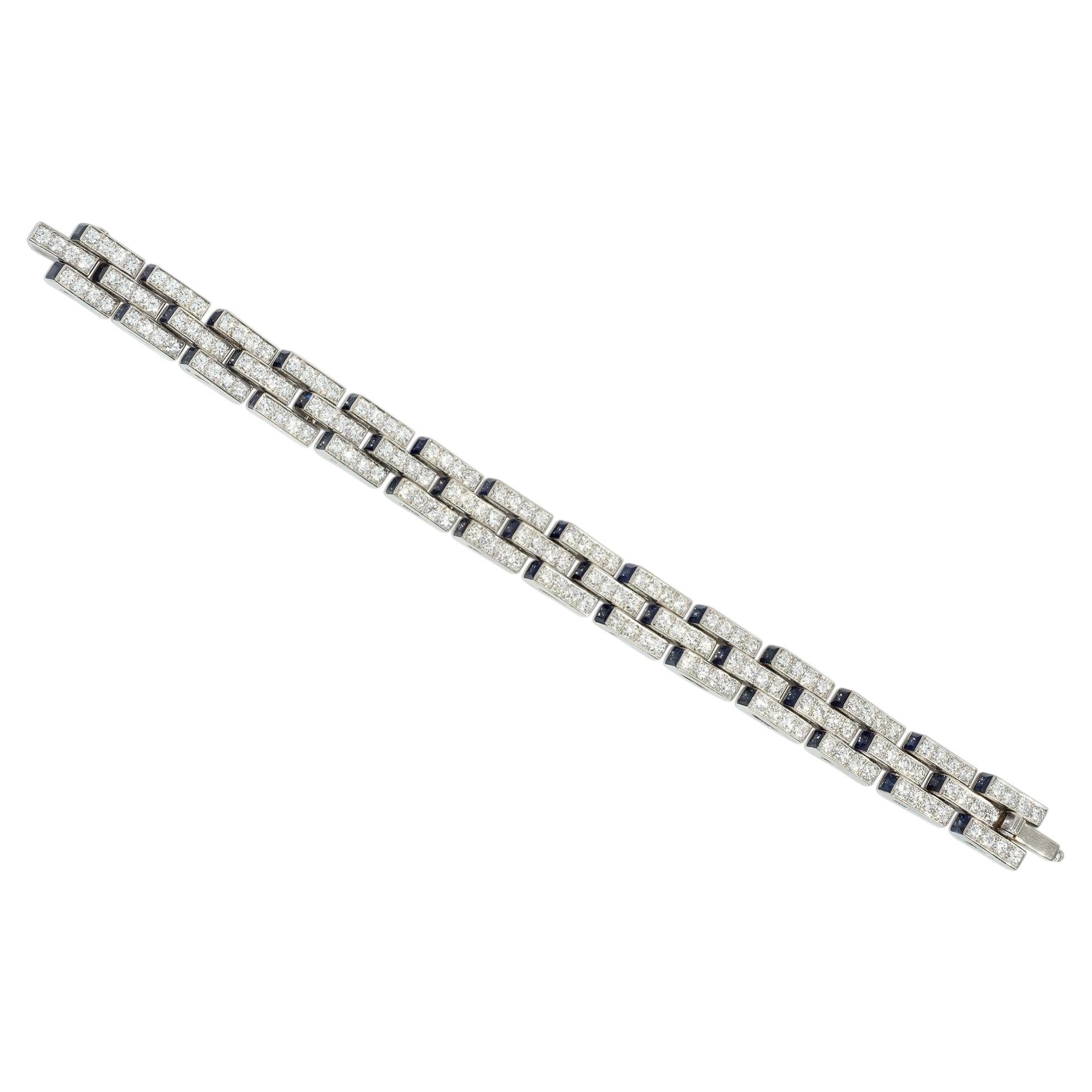 Marcus & Co. Art-Déco-Armband „Escalier“ mit Diamanten und Saphiren im Angebot