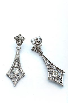 Marcus & Co. Art Deco Diamond Platinum Pendant Earrings