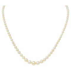 Marcus & Co. Art Deco Sapphire Diamond Natural Pearl 14 Karat Gold Necklace GIA