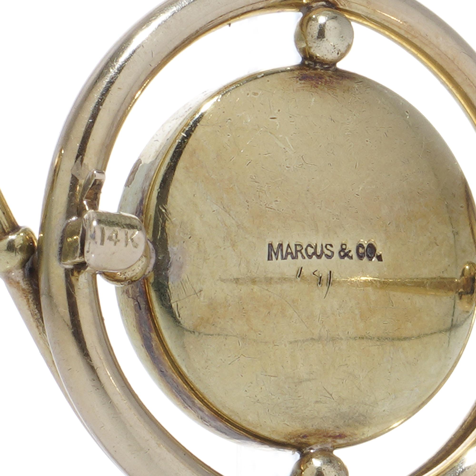 Marcus & Co. Art Nouveau 14kt yellow gold Essex Crystal Brooch In Good Condition For Sale In Braintree, GB