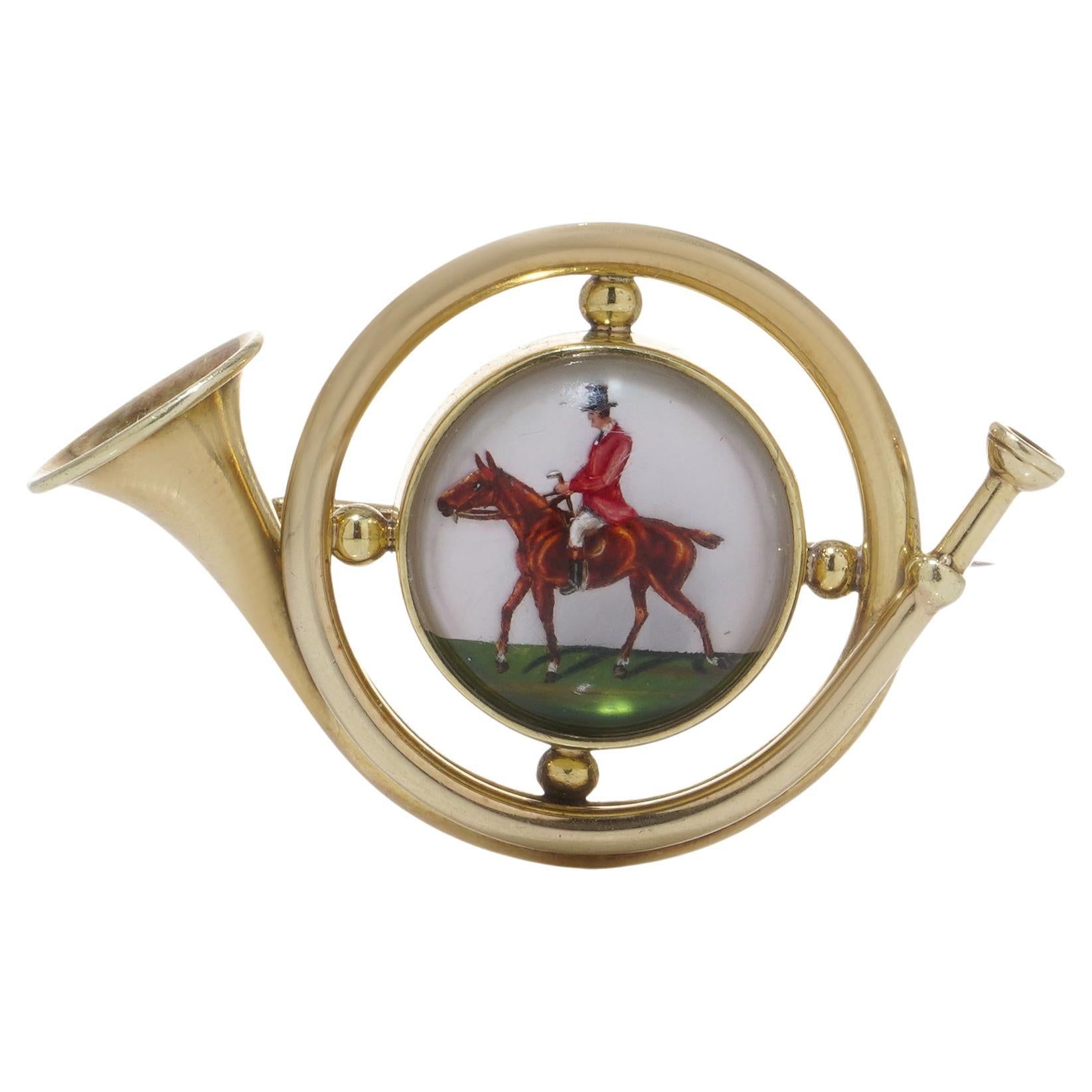 Marcus & Co. Art Nouveau 14kt yellow gold Essex Crystal Brooch