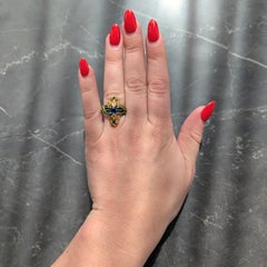 Marcus & Co. Art Nouveau Sapphire Enamel Demantoid 14K Gold Antique Iris Ring