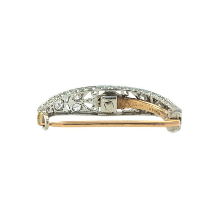 Women's or Men's Marcus & Co. Edwardian Diamond Scarf Pin Brooch For Sale