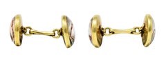 Marcus & Co. Boutons de manchette Edwardian Essex en or jaune 14K et cristal de nacre