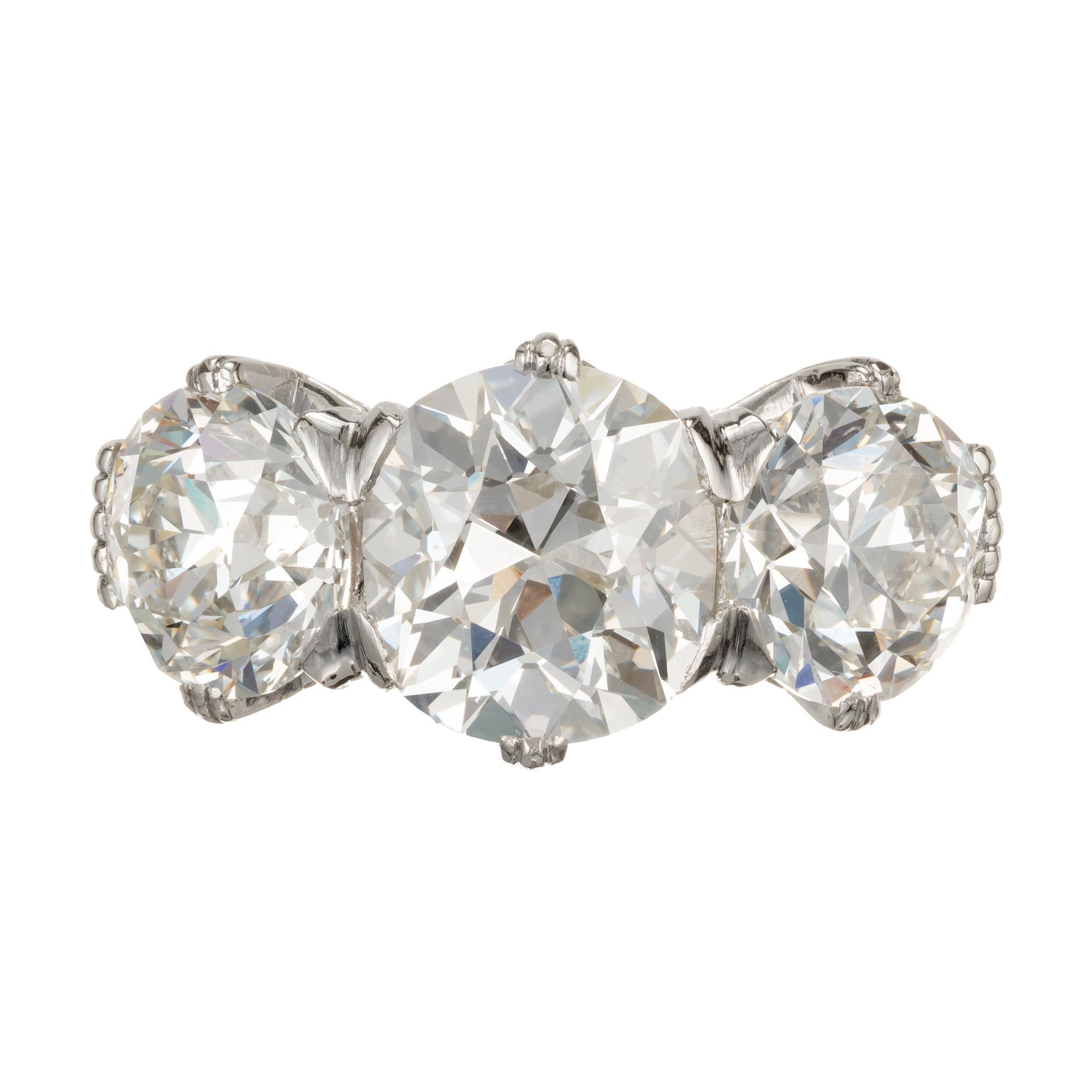 Marcus and Co. GIA 6.35 Carat Diamond Platinum Three-Stone Engagement ...