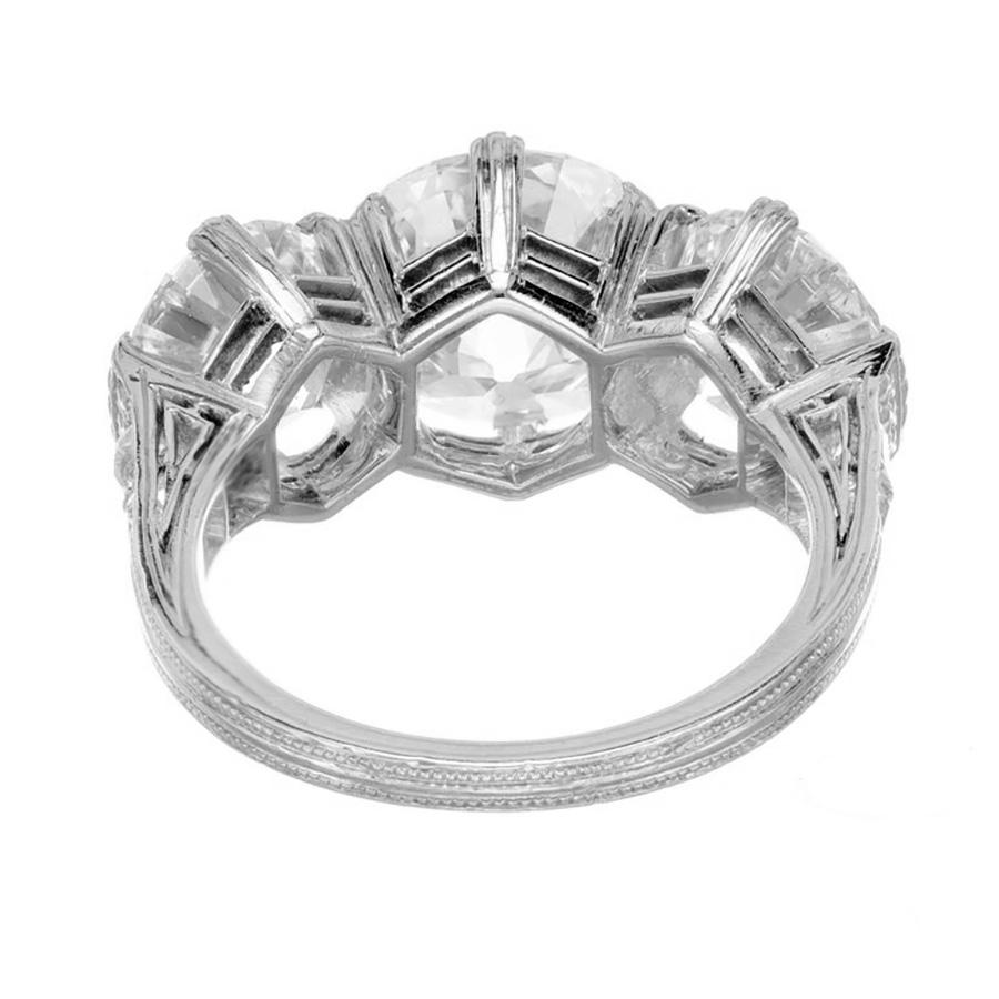 Marcus & Co. GIA 6.35 Carat Diamond Platinum Three-Stone Engagement Ring For Sale 1
