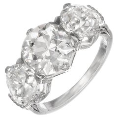 Antique Marcus & Co. GIA 6.35 Carat Diamond Platinum Three-Stone Engagement Ring