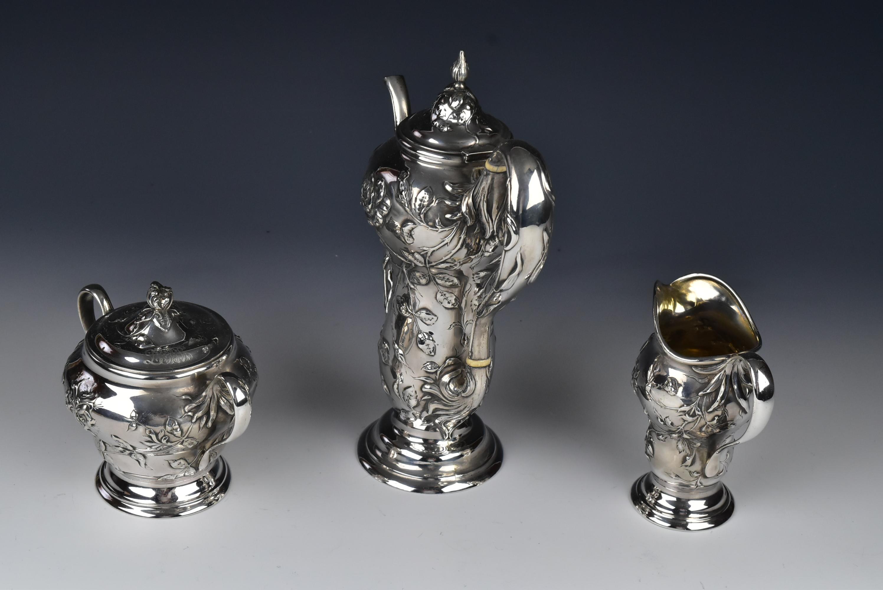 20th Century Marcus & Co. of New York Four-Piece Sterling Silver Cocoa or Hot Chocolate Set