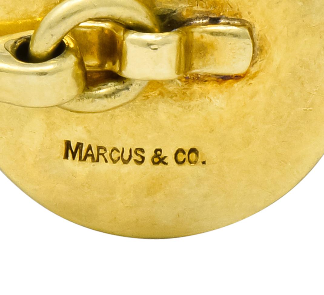 Marcus & Co. Victorian Painted Rock Crystal 14 Karat Gold Mens Fishing Cufflinks 2