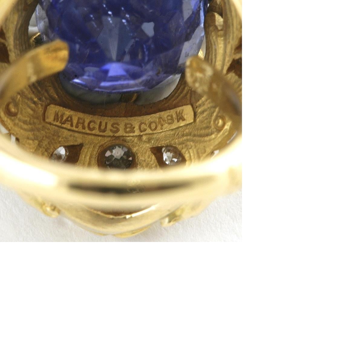 Marcus & Company Art Nouveau Sapphire, Diamond, Gold and Enamel Ring 1