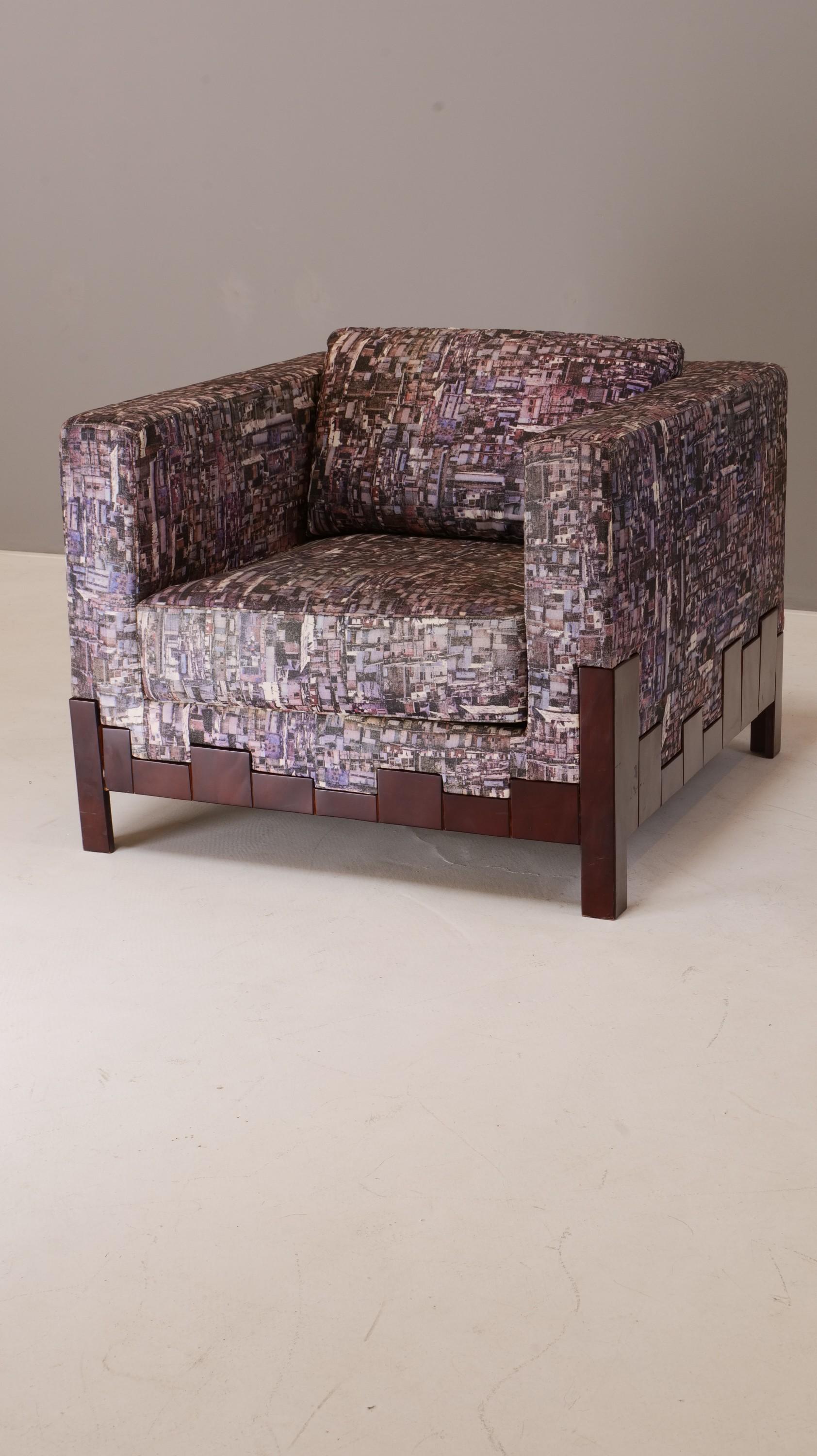 Fabric Marcus Ferreira, armchair for Casa Brasileira de Estofados, 1980 For Sale