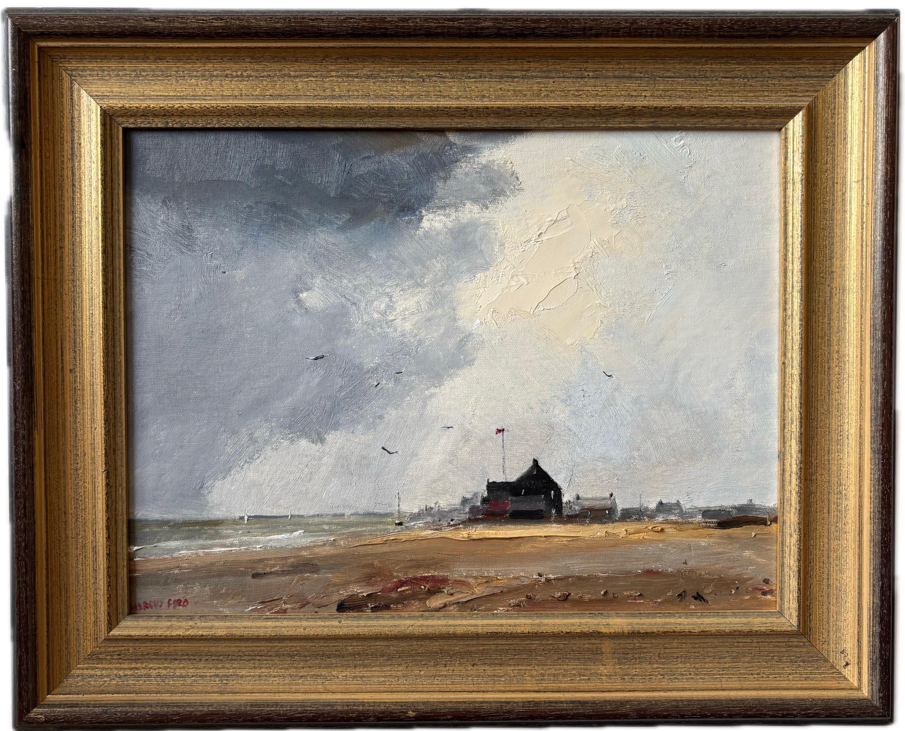 Marcus Ford, Modern British, Strandansicht von Bawdsey, impressionistisches Ölgemälde
