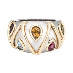 Marcus Gemstone Ring Band Vintage 14k Gold Peridot Amethyst Citrine