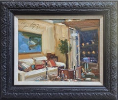 "Artist's Monaco Home Interior Scene" with Painting of Ducks, Sofa Candles Chair