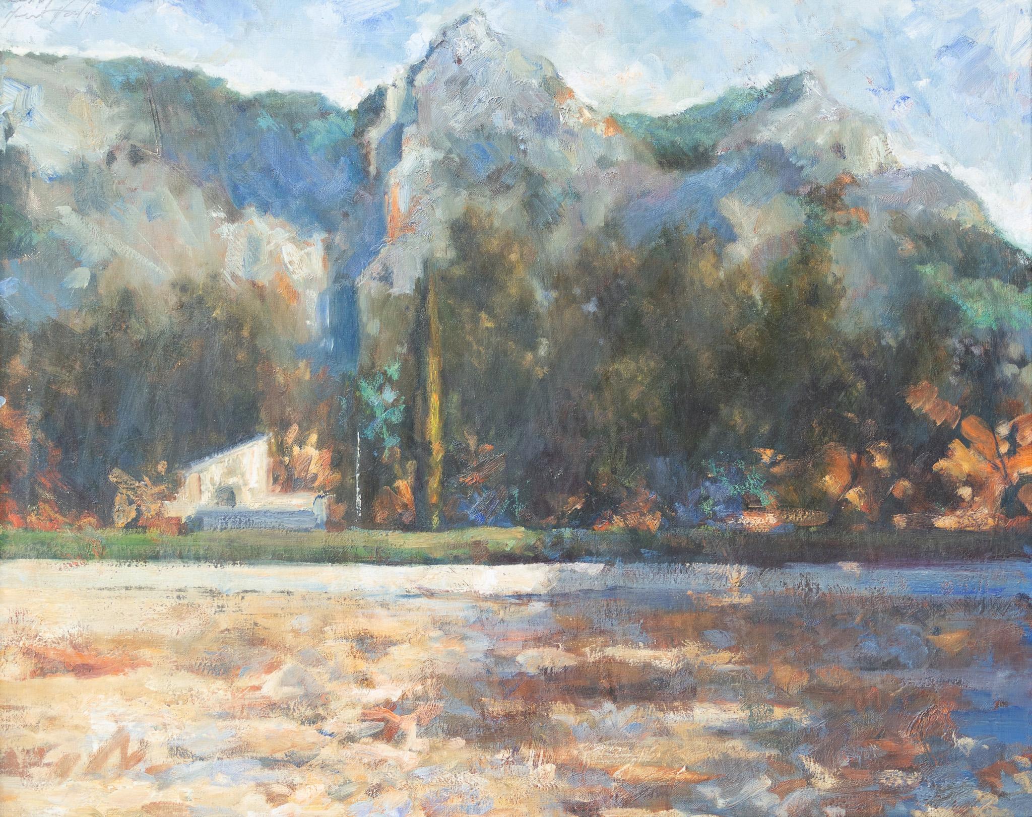 Landscape Painting di Marcus Hodge - "Maiorca" grande dipinto impressionista di paesaggio della Spagna
