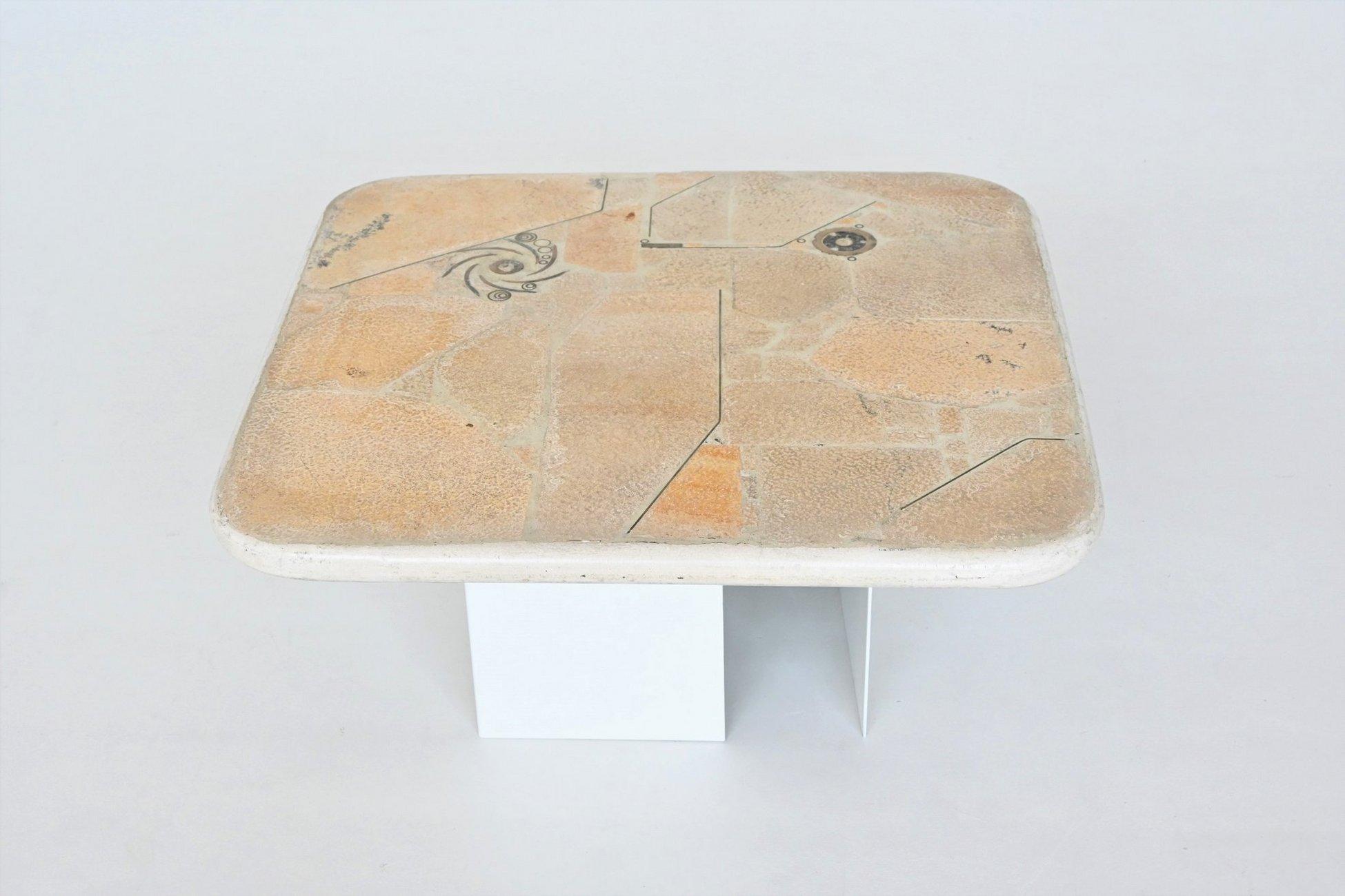 Arts and Crafts Marcus Kingma square shaped coffee table in white The Netherlands 1992
