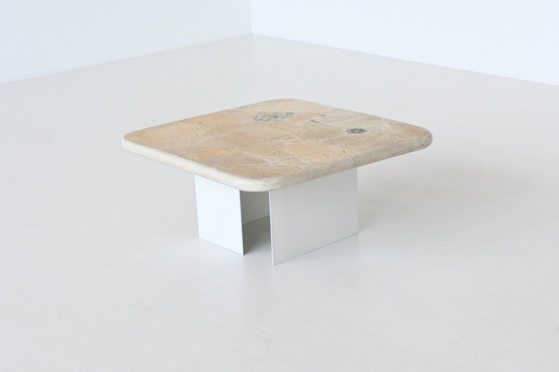 Dutch Marcus Kingma square shaped coffee table in white The Netherlands 1992 For Sale