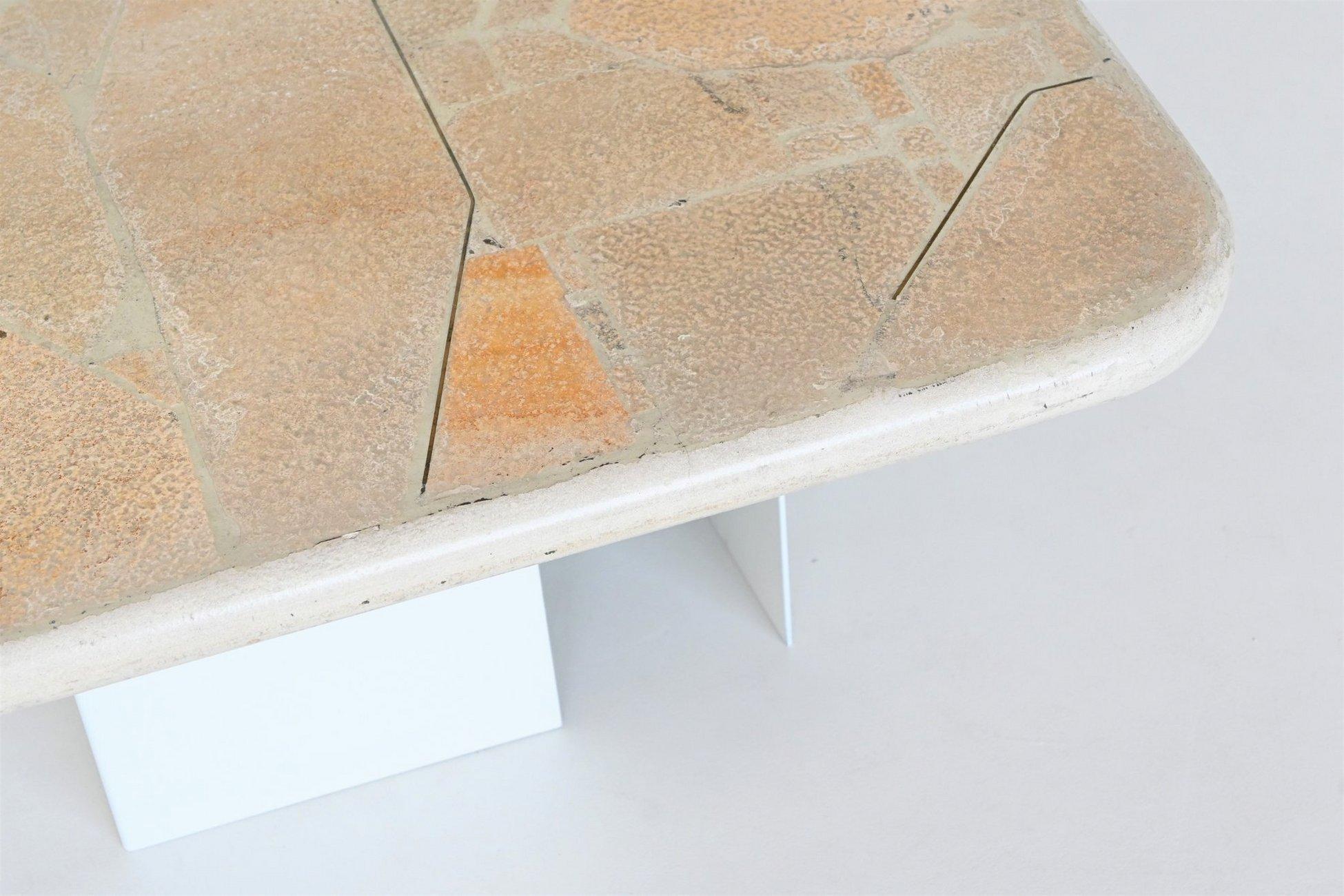 Brass Marcus Kingma square shaped coffee table in white The Netherlands 1992