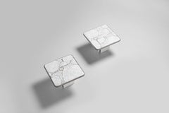 Marcus Kingma White Marble Side Tables Holland 1987