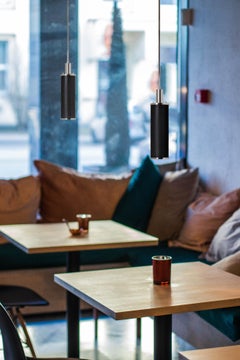 Mid-Century Modern Marcus Pendant Light In Black Brass By Delightfull