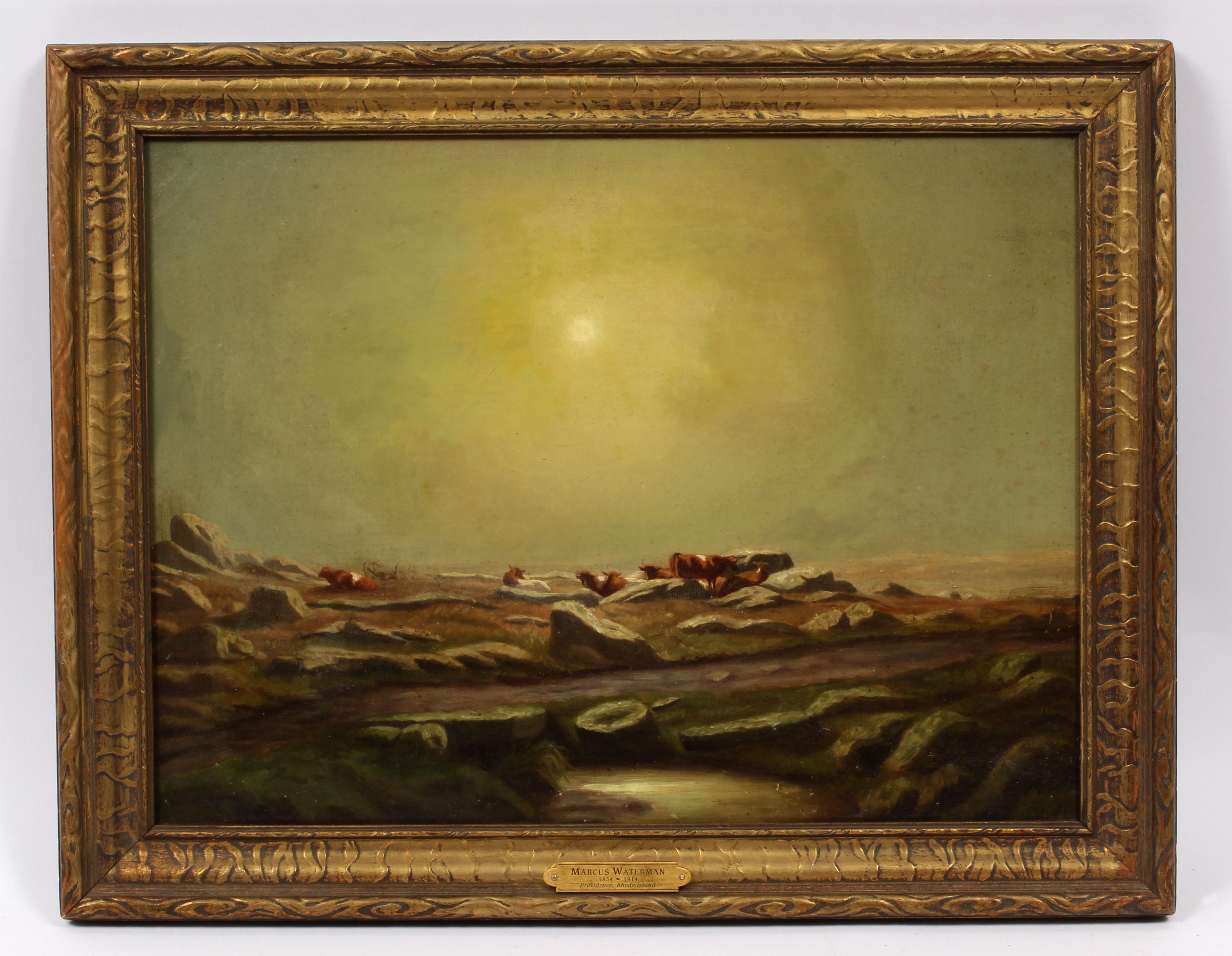Marcus Waterman Landscape Painting - Cows at Dawn