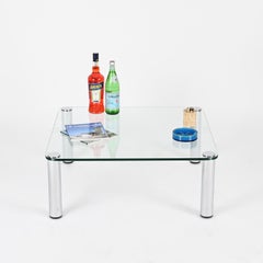 Mesa de centro cuadrada cromada "Marcuso" de Marco Zanuso para Zanotta, Italia Años 70