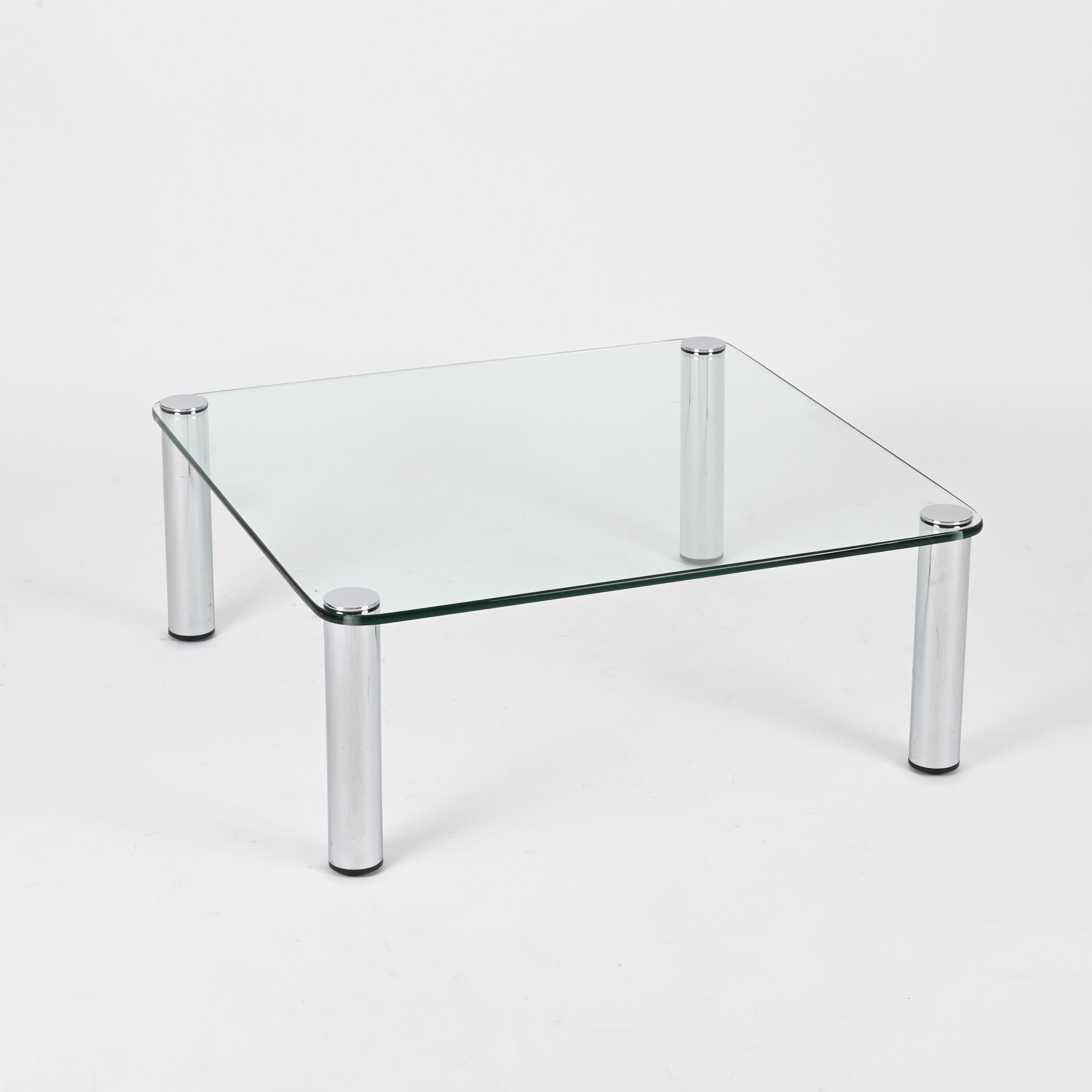 Mesa de centro cuadrada cromada 