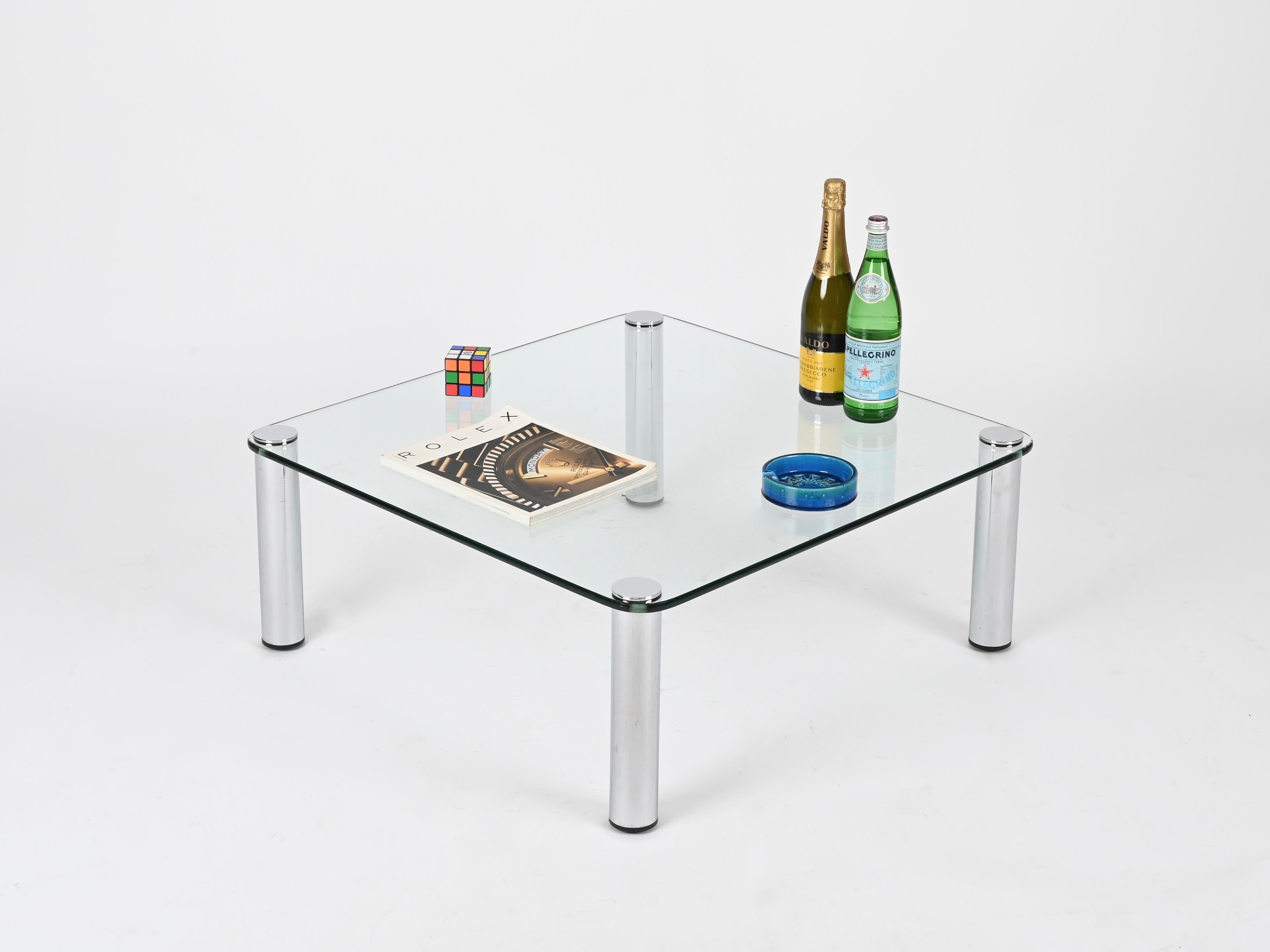 Mesa de centro cuadrada cromada 