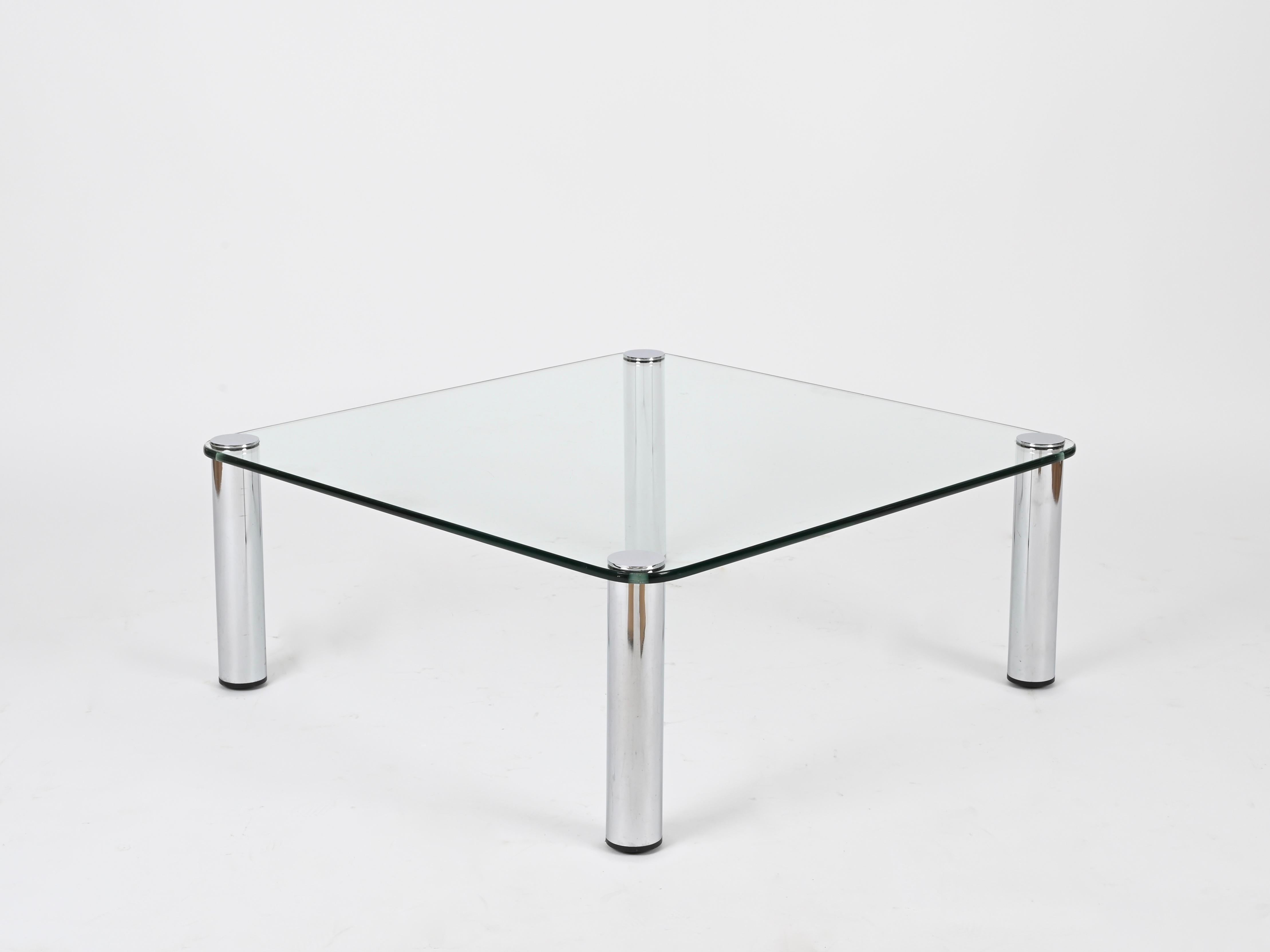 Mesa de centro cuadrada cromada 