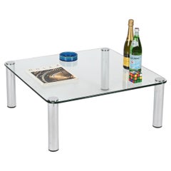 Mesa de centro cuadrada cromada "Marcuso" de Marco Zanuso para Zanotta, Italia Años 70