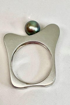 Marcy Feldman Bague d'art en perles noires et diamants