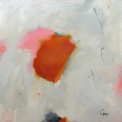Marcy Gregg, "Fulfilled", pittura a olio astratta arancione e rosa