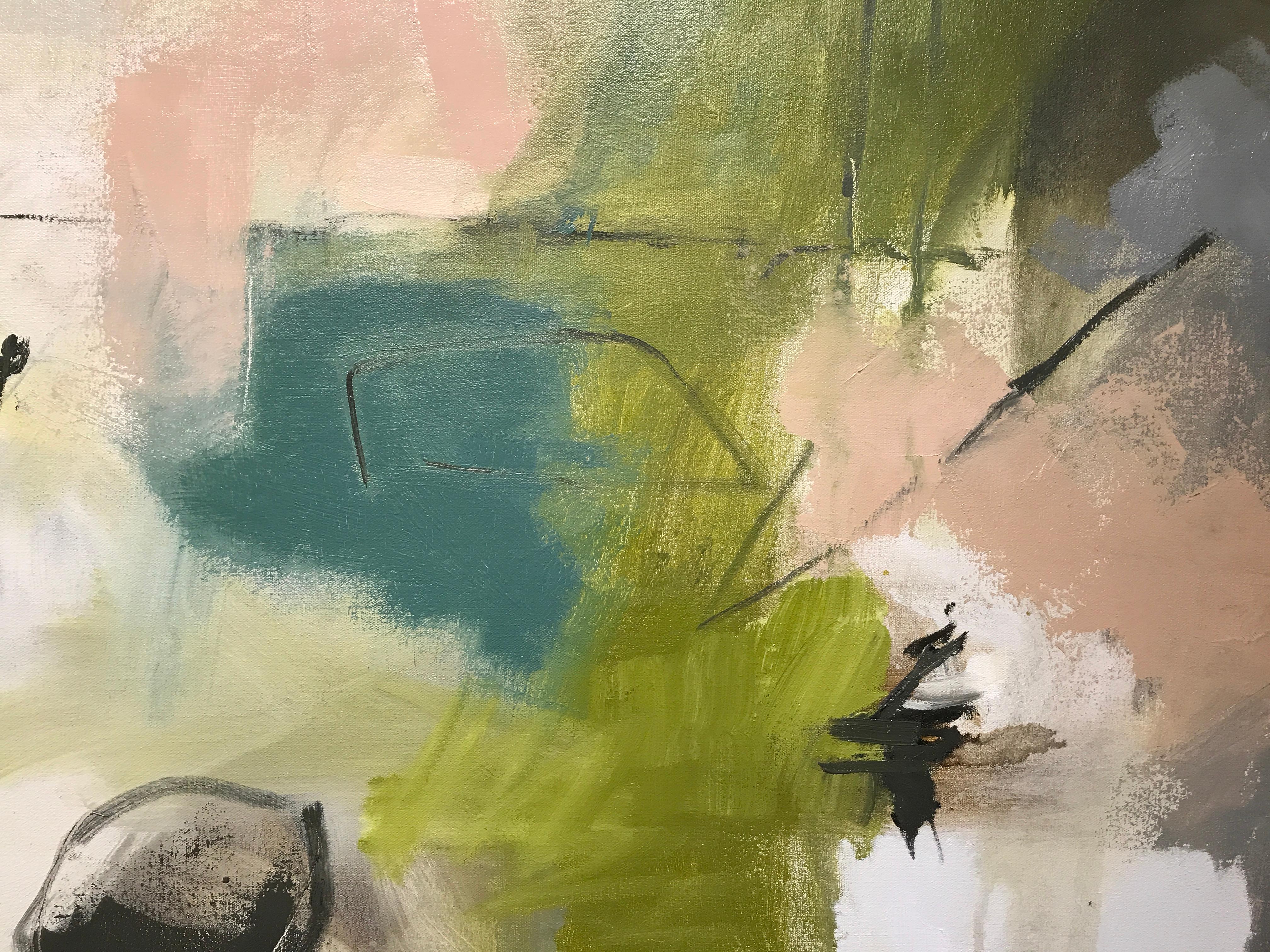 Present, Marcy Gregg, Large Square Framed Soft Abstract Painting 2