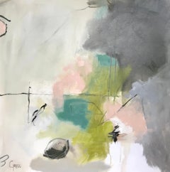 Present, Marcy Gregg, Large Square Framed Soft Abstract Painting