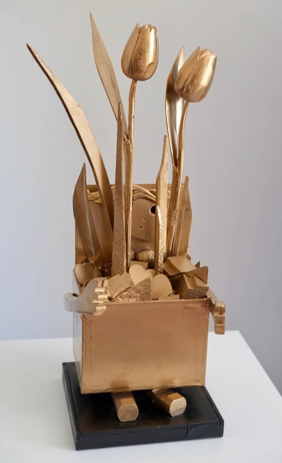 Complicated Woman II   contemporary wood sculpture  - Sculpture by Marcy Gregory
