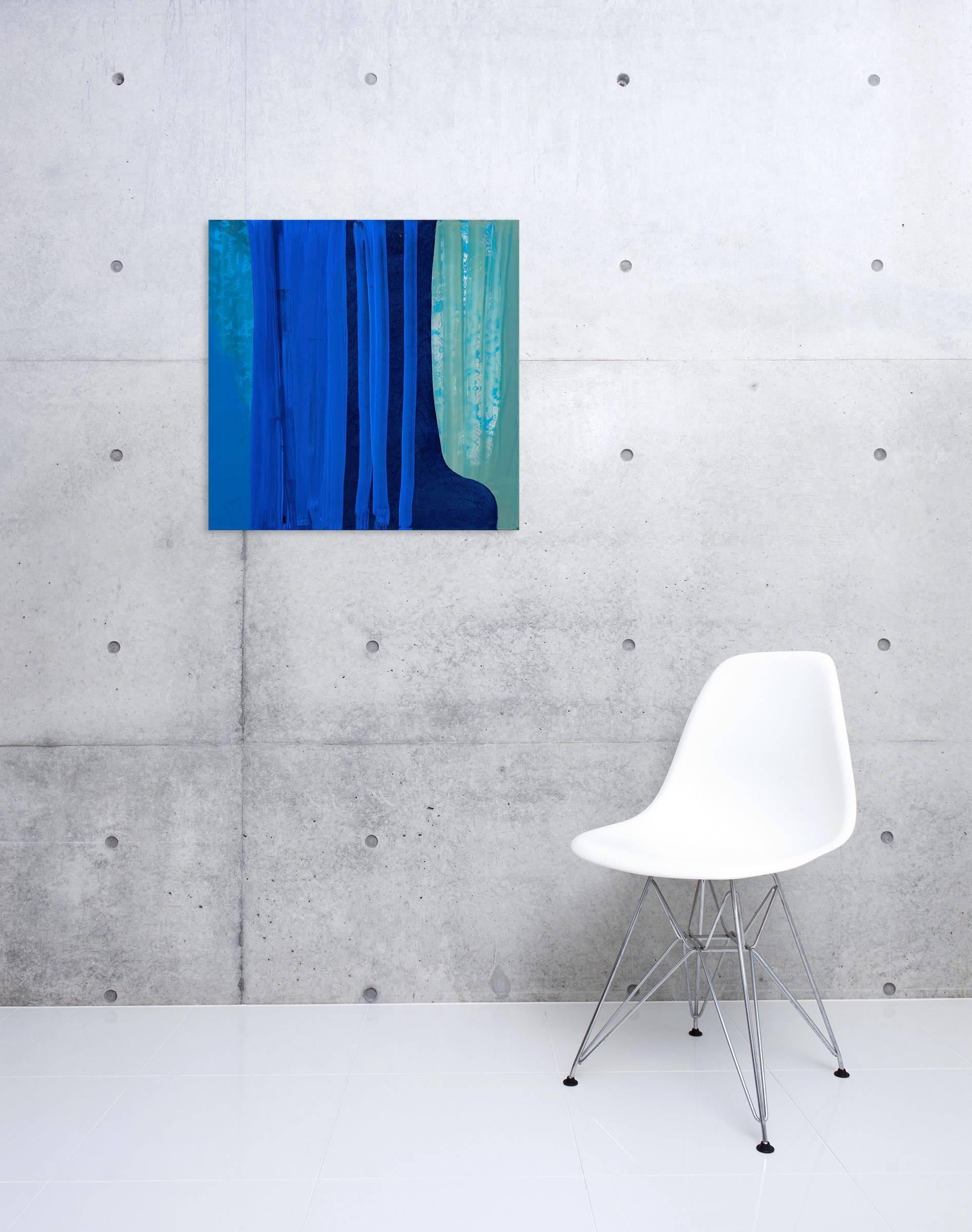 Blaues Etui (Abstraktes Gemälde) – Painting von Marcy Rosenblat